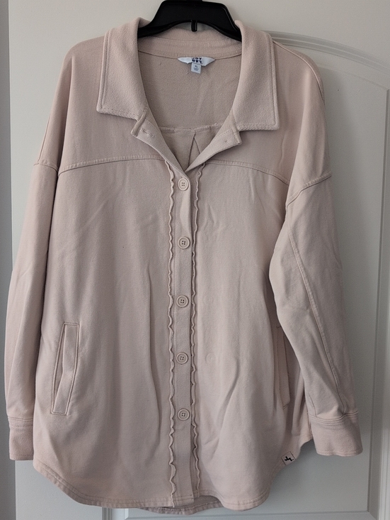JoyLab Tops - JoyLab Pale Blush Button-Front Scalloped Shacket